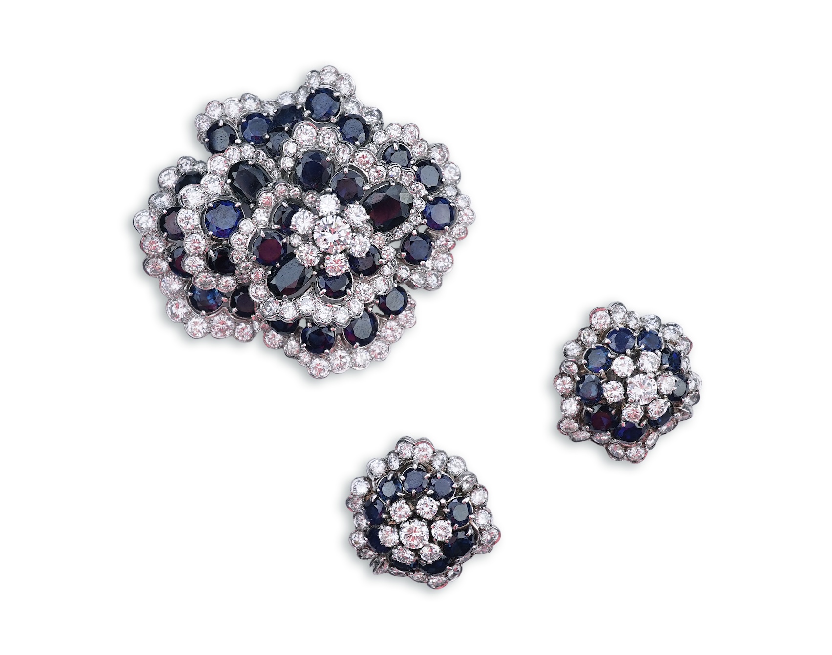 Vourakis, a sapphire and diamond demi-parure, mid-late 20th century